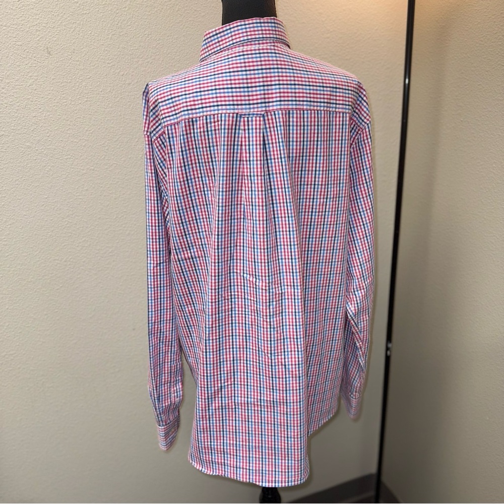Chaps Men's Stretch Easy Care Button Down Shirt. Pink & Blue. Size XXL - Picture 4 of 7